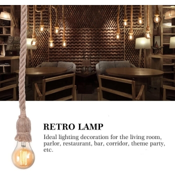 Lampa wisząca w stylu vintage z liny konopnej 1m [22250000728]
